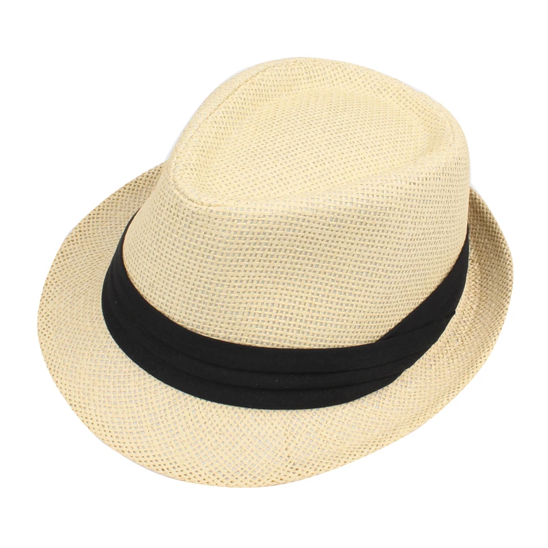 Anself Мода Для мужчин и женщин соломенная шляпа с контрастной лентой фетровая