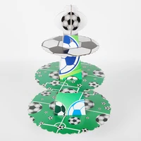 football soccer 3 tier kids birthday supplies cardboard cupcake paper stand plates party cake holder party decoration
