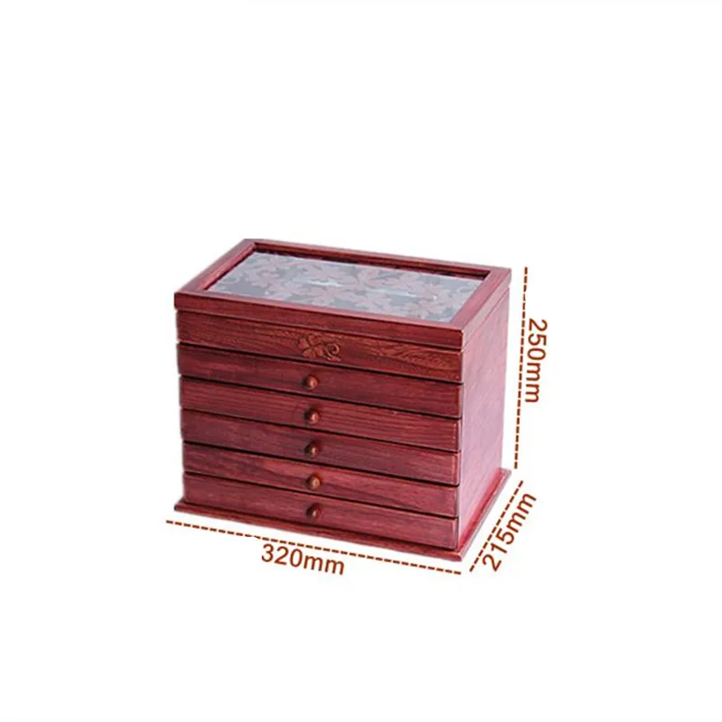 

Clover Real Wood Jewelry Box Retro Style Large Multilayer Marriage Holiday Gift Makeup Organizer Storage Box R182