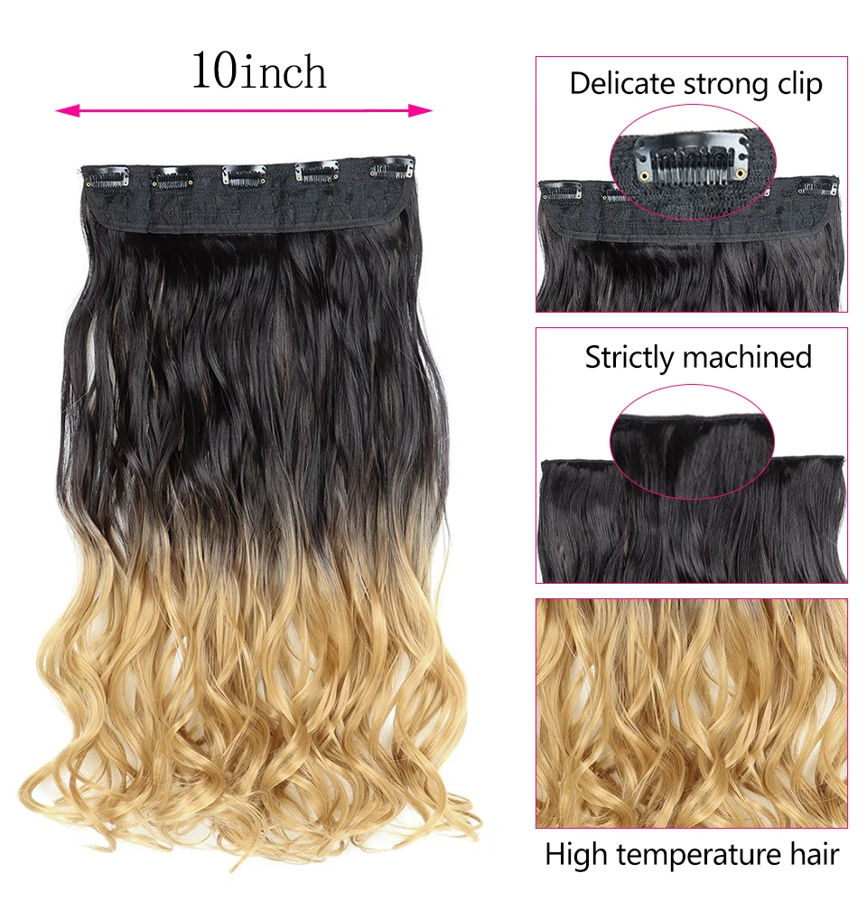 Valen Wigs2" Половина полная голова заколка 5 клипов один кусок черный коричневый цвета длинные кудрявые Синтетические Клип в один кусок