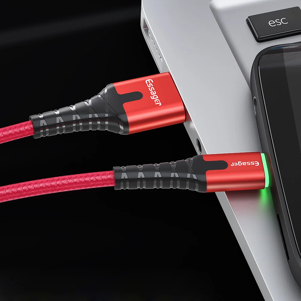Тип usb C зарядный кабель с светодиодный для быстрой подзарядки 0,5/1/2 m кабель с разъемом usb-c для Redmi K20 samsung Oneplus 7 Pro мобильного телефона USB-C Зарядное устройство - Цвет: Красный