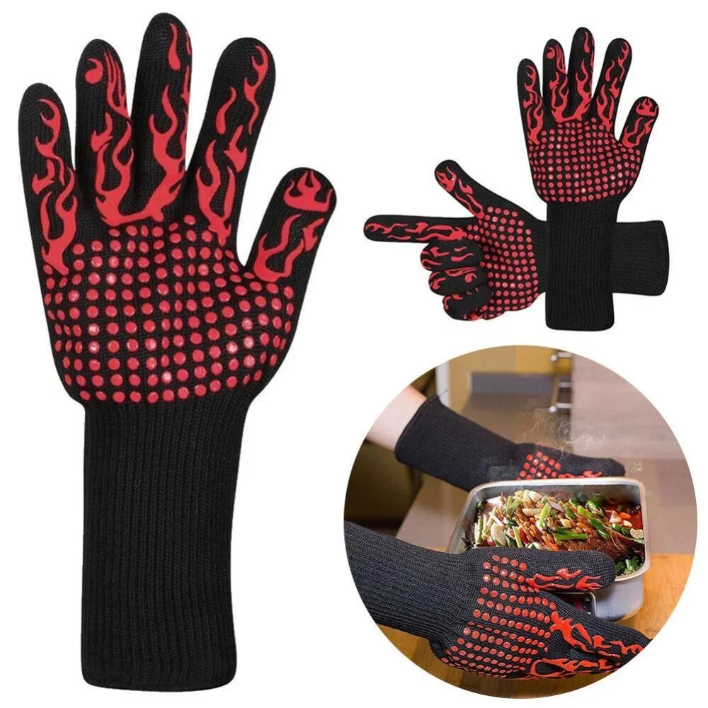 

1pc Oven Mitt Baking Glove Extreme Heat Resistant Multi-Purpose Grilling Cook Gloves Kitchen Barbecue Glove BBQ Gloves