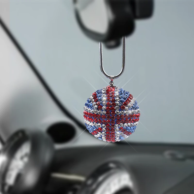 LUNASBORE-Colgante de cristal para espejo retrovisor de coche, adornos colgantes de diamante de forma redonda ostentosa para BMW Mini VW Honda