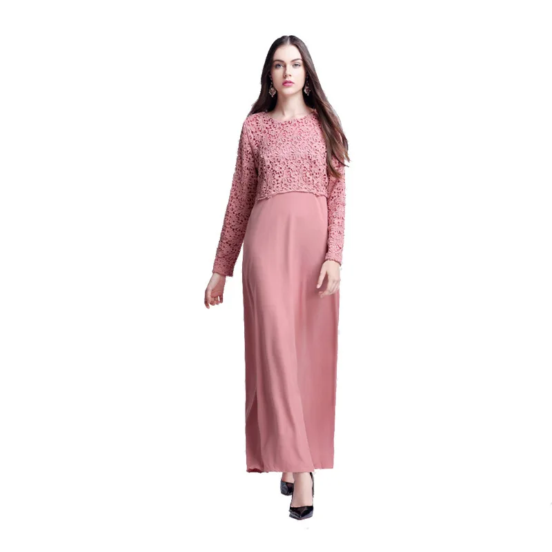 Мусульманское женское хиджаб с длинными рукавами платье макси abaya Jalabiya исламское женское поддельное платье из двух частей одежда халат кафтан марокканский CN-094