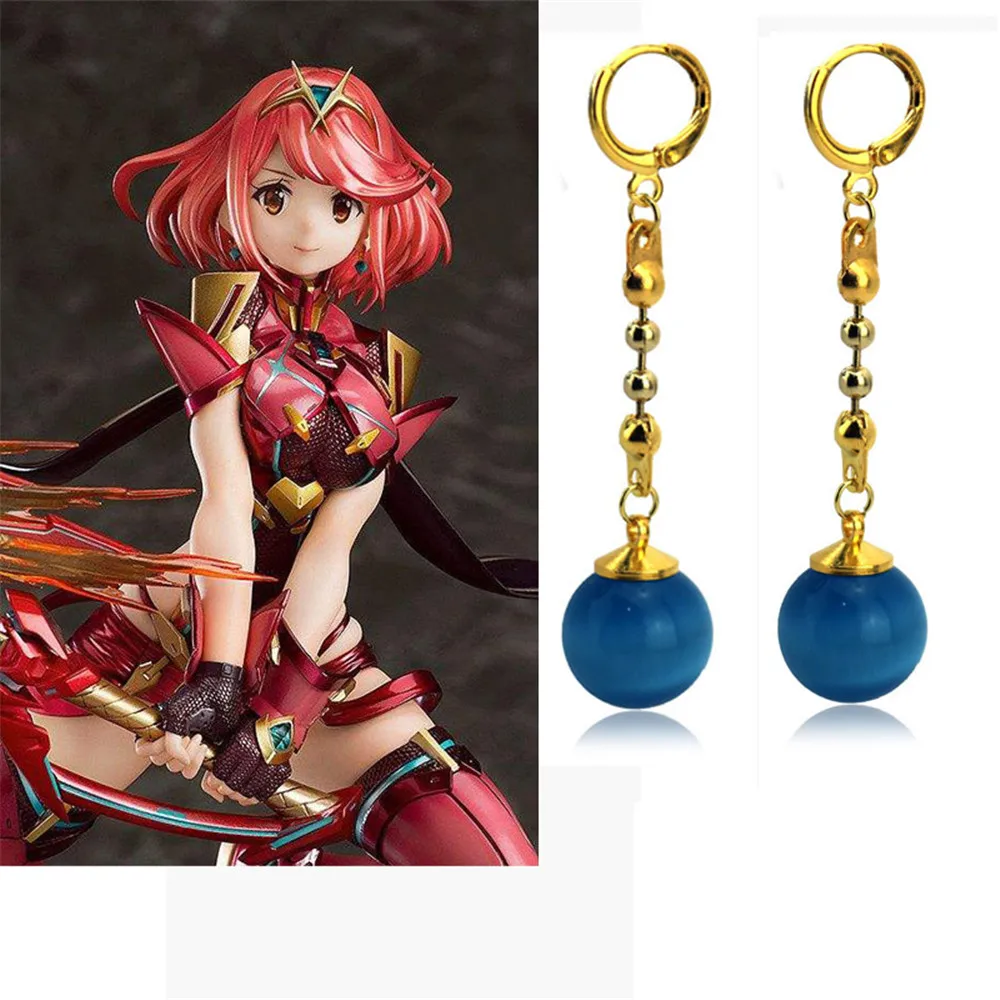 Новые серьги гвоздики для косплея аниме Xenoblade 2 Pyra синие периферийные аксессуары|