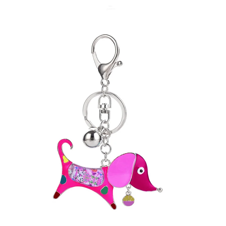 Милые брелки с собаками для женщин и мужчин эмалированное кольцо ключей в