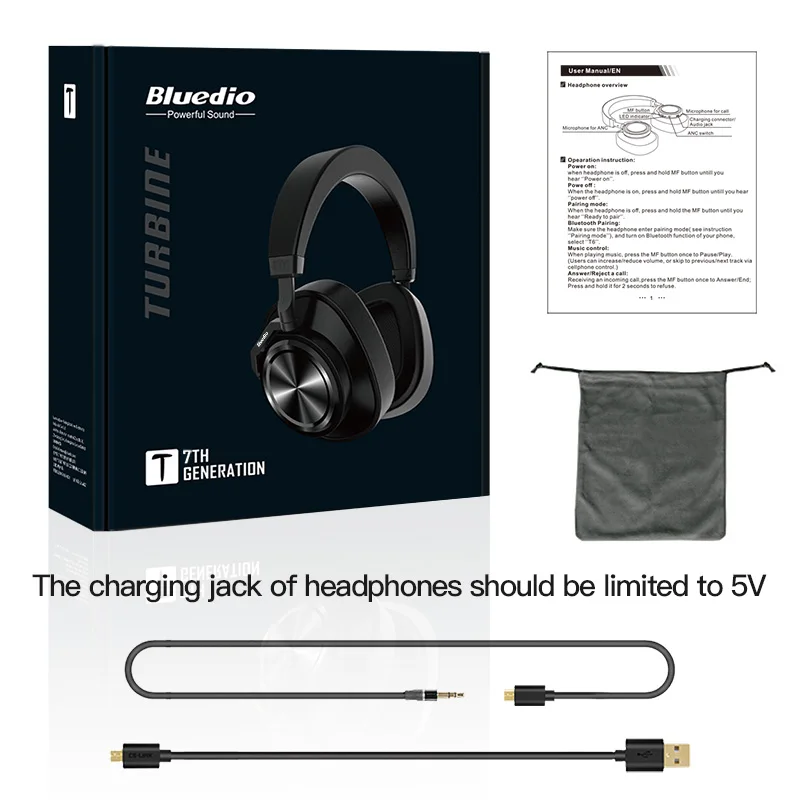 Bluetooth наушники Bluedio T7 настраиваемое пользователем активное шумоподавление