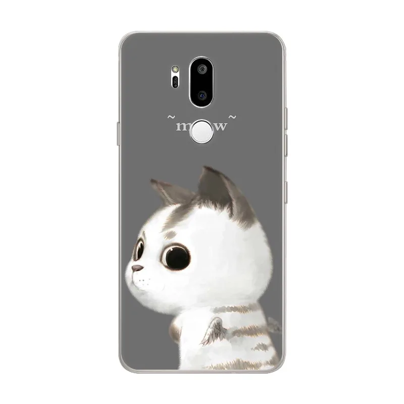22 Для LG G7 чехол ThinQ LGG7 чехол милый кот твердый пластиковый чехол на заднюю панель для LG G7 ThinQ чехол для телефона мультфильм рыба PC Funda для LG G 7 - Цвет: 22
