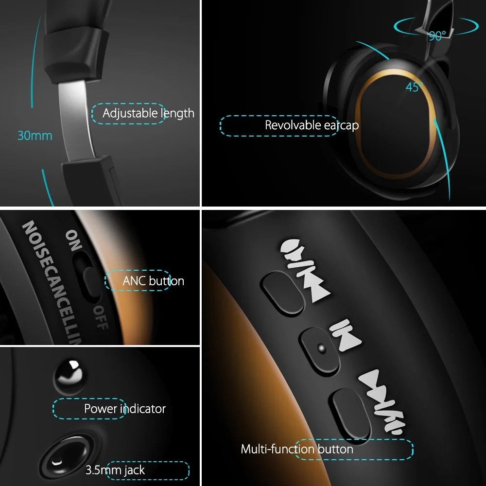 Andwe 2019 новый активный шумоподавитель Bluetooth беспроводные наушники bluetooth гарнитура