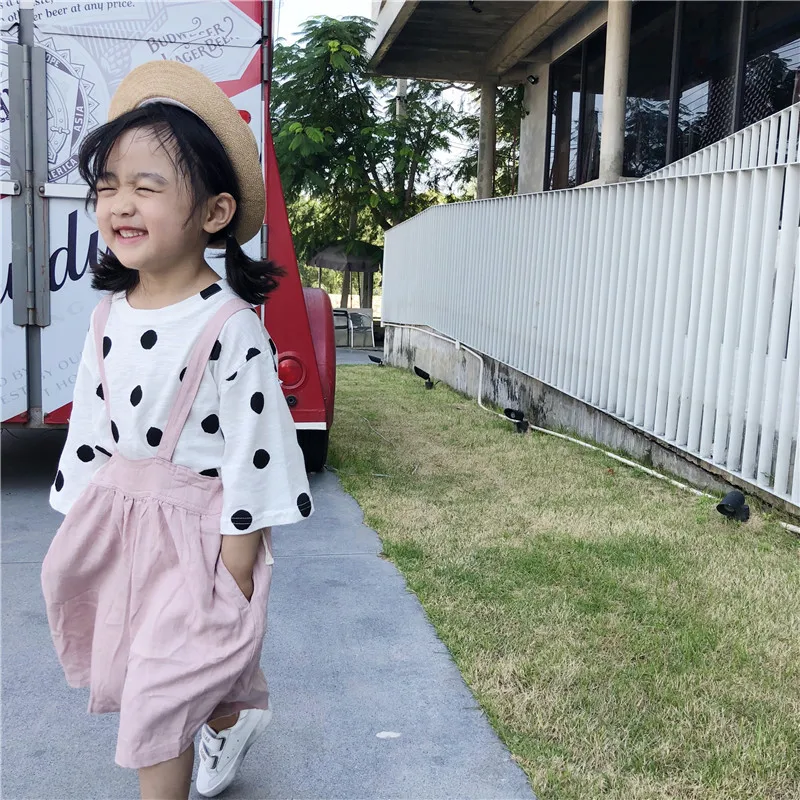 Корейский стиль весна лето милые хлопковые свободные футболки в горошек с