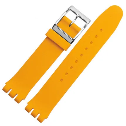 Цветной ремешок для часов Swatch силиконовый ремешок для SFK397 SFE102 мужские и женские часы 17 мм 19 мм водонепроницаемый ремешок Correa Reloj - Цвет ремешка: Yellow
