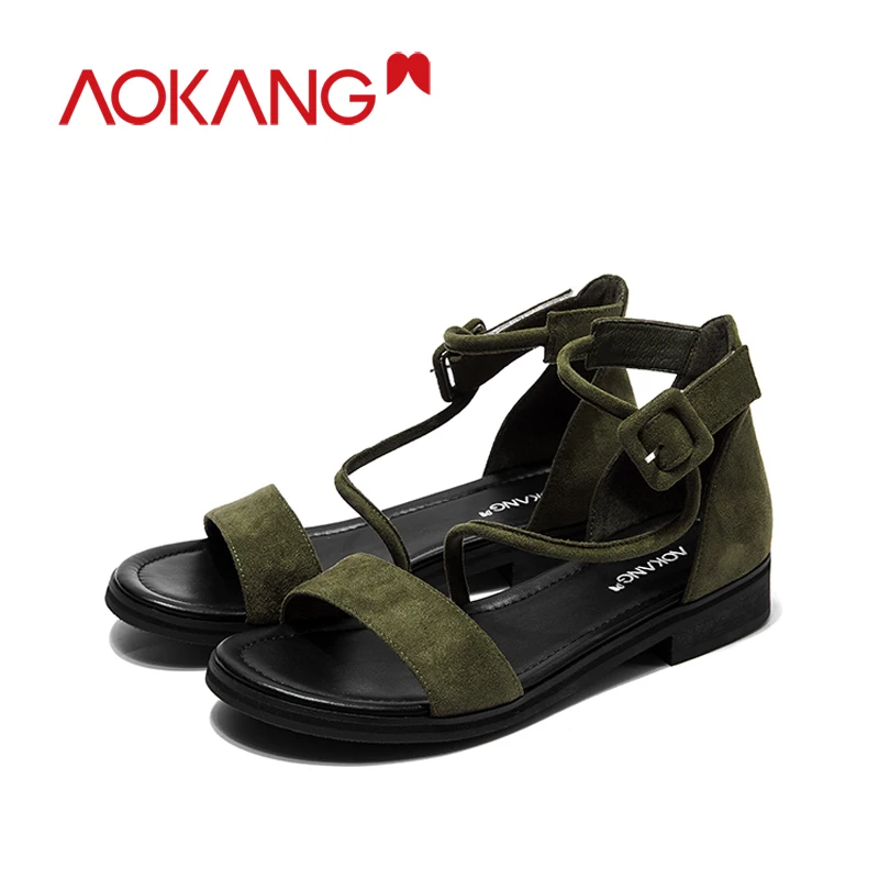 AOKANG Shoes Woman Sandals Summer Ankle Strap Open Toe Platform Wedge riband Gladiator Zipper Rome Women | Обувь