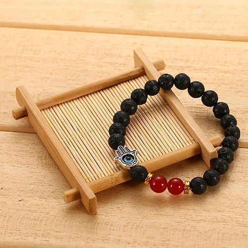 Новинки Для женщин Винтаж evil eye рука Фатимы Каббала лавы Бусины браслет ювелирных