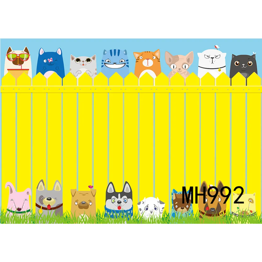 Бесшовный моющийся фон для студийной фотосъемки с изображением кошки и собаки из