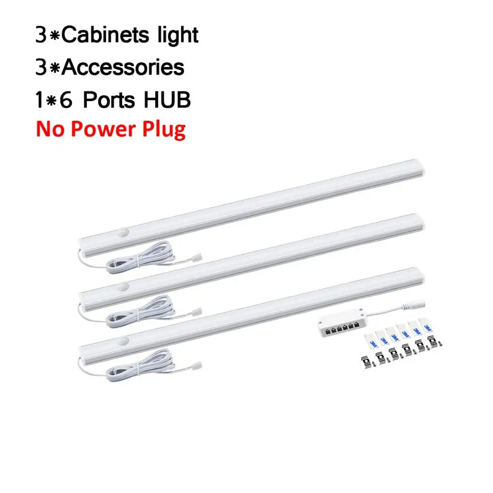 3 PCS Light No Power DC 12V движения PIR Сенсор светодиодный свет лампа, 30/40/50 см шкаф для одежды шкаф Кухня украшения дома аварийного освещения - Цвет: 3 PCS Light No Power