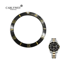 carlywet wholesale replacement black with gold writings ceramic bezel 38mm insert made for submariner gmt 40mm 116610 ln