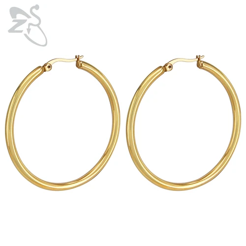 Style 1 Gold ZS 12-80 мм, трендовые Большие женские серьги-кольца, ювелирные изделия из нержавеющей стали, 1 пара, золотые кольца, большие круглые серьги, креольские серьги, Букле д 'ореиль - Окраска металла: Style 1 Gold