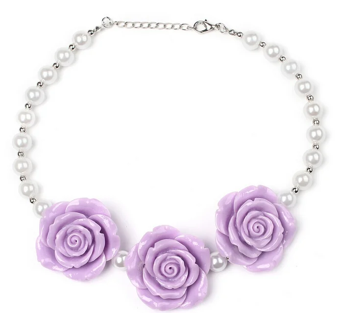 Женское Ожерелье с розовым и золотым цветком 8 мм|Колье| |