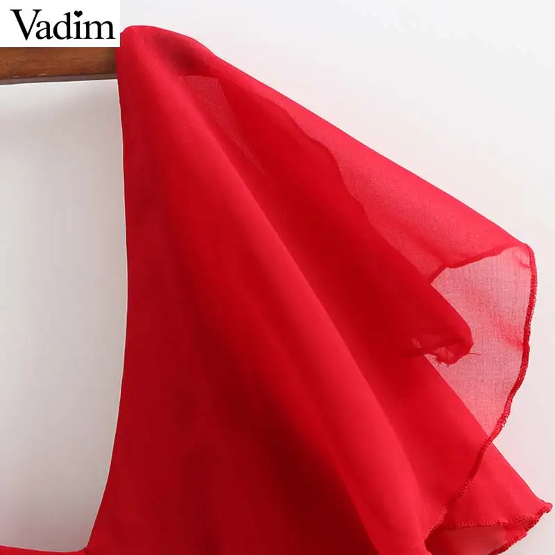 Vadim Женские Плиссированные Миди платья с v образным вырезом бантом и поясом на