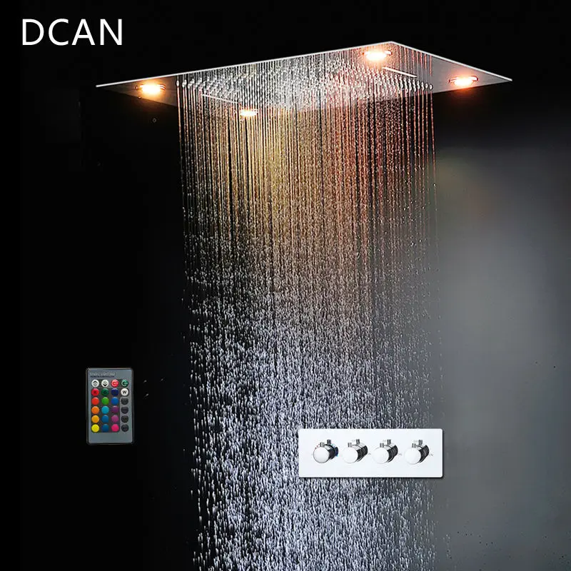 

DCAN LED Shower System Ceiling Mount Rain Head Set 31" Luxury Big Rain Shower Head Dual Rain and Waterfall Shower Sets