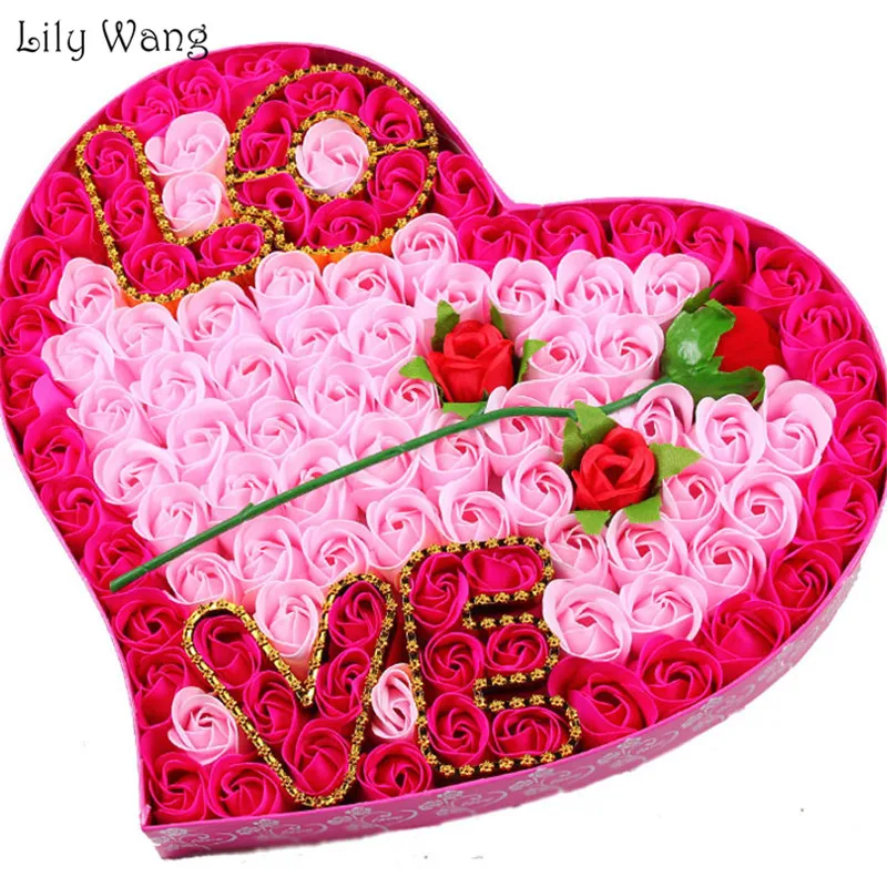 100Pcs/Lot Rose Soap Flower Gift Box Artificial Flowers For Wedding Valentine'S Day Scented Bath Petals | Дом и сад