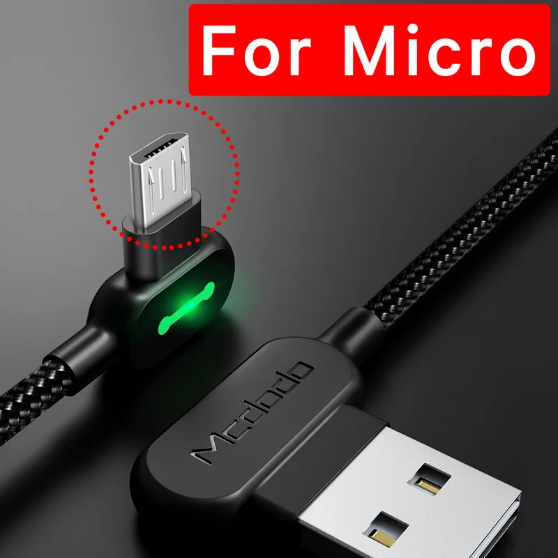 For Micro MCDODO светодиодный кабель Micro USB, кабель для быстрой зарядки и передачи данных для Android, samsung, Xiaomi, зарядное устройство для мобильных телефонов, usb-кабель для зарядки, кабель Microusb - Цвет: For Micro