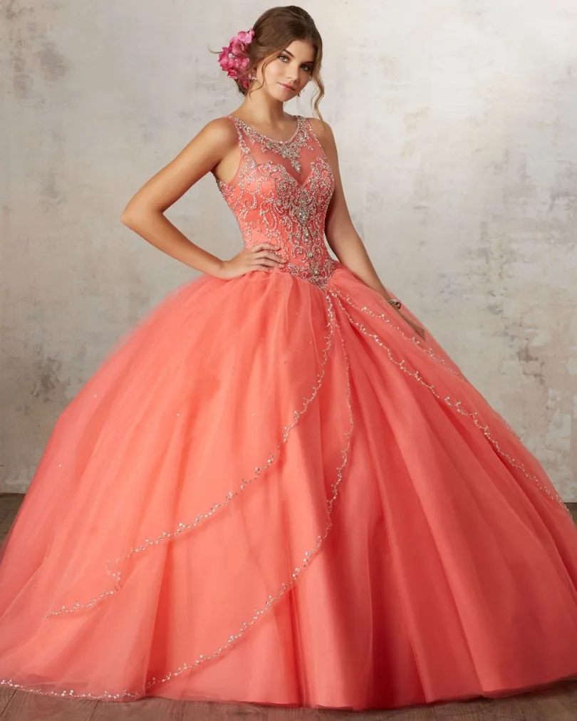 Роскошные оранжевые бальные платья Quinceanera Стразы с Бисером Милые 16 летние