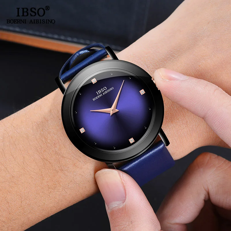 IBSO Роскошные для мужчин s ручные часы Reloj Hombre пояса из натуральной кожи кварцевые