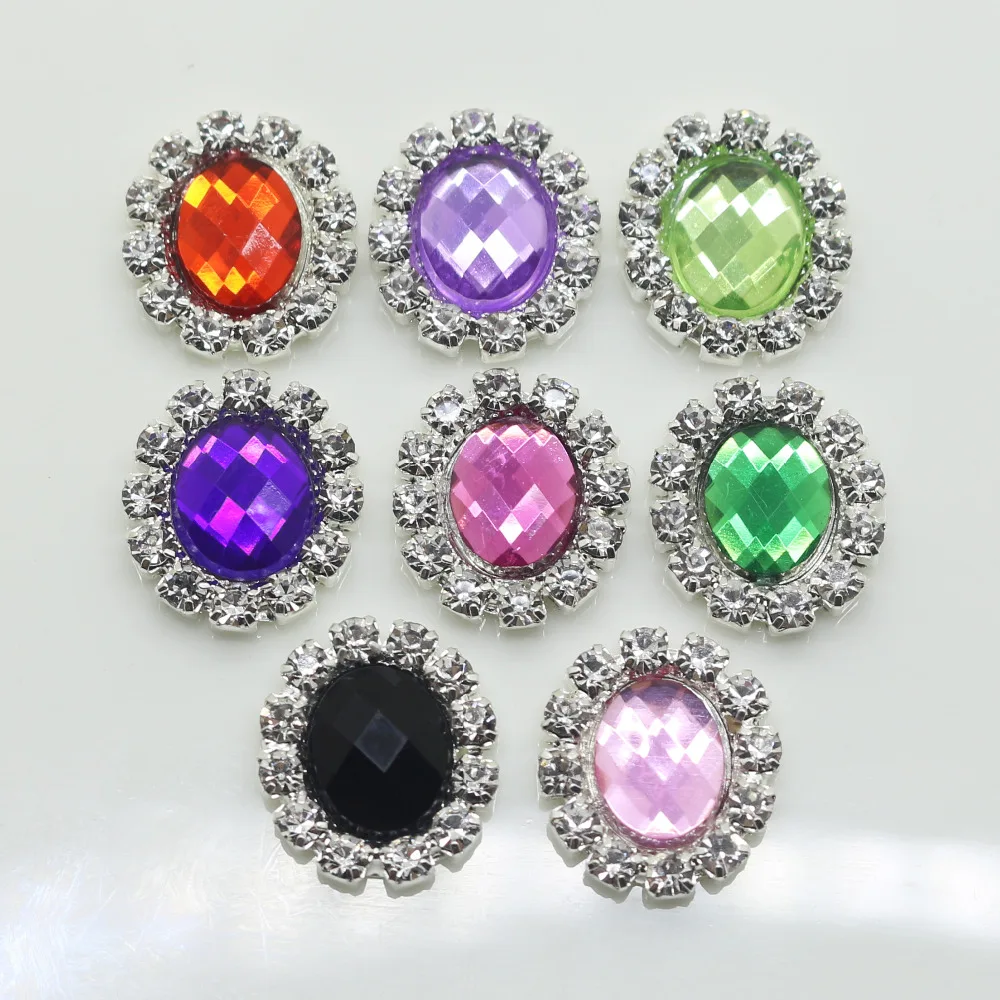 10 шт. декоративные пуговицы для волос 14 х16 мм|oval rhinestone button|rhinestone buttonsflower center |