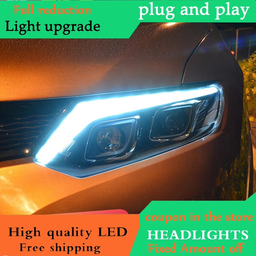Автомобильный Стайлинг для фар Nissan Rouge 2014-2017 X-trail LED Сигнал фары СИД DRL Bi Xenon