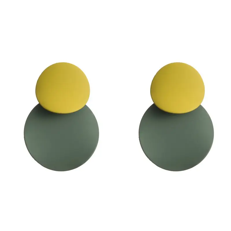 green and yellow Простые лаковые серьги в стиле Джокера, Необычные Ретро преувеличенные серьги-капли, длинные темпераментные серьги - Окраска металла: green and yellow