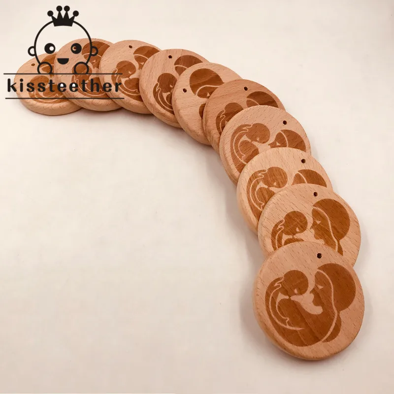 Mordedor de madera de haya para lactancia, mordedor de madera Original no t&oacute;xico masticable, accesorios de joyer&iacute;a DIY, colgante para beb&eacute;, venta al por mayor, novedad-0