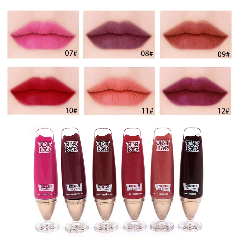 Компактная Матовая жидкая губная помада Maquiagem Femme 12 цветов водостойкий блеск для