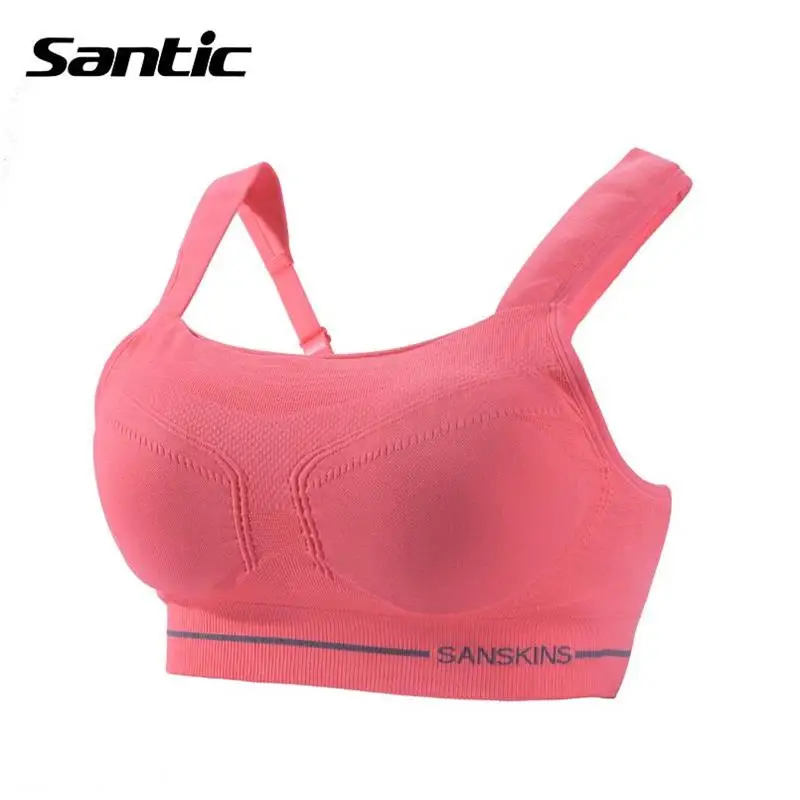 Santic, женский профессиональный спортивный бюстгальтер, бесшовный, для фитнеса, бюстгальтер для бега/бюстгальтер с подушечками для йоги, дышащий и эластичный, Sujetador Deportivo
