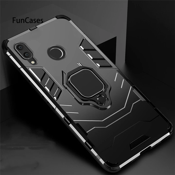 Black Кольцо Броня чехол для Xiaomi Redmi Note 7 mi 8 Lite Pro чехол противоударный для iPhone 7 8 X XR Xs Max 6 6 S Plus 5 SE мягкий чехол для телефона - Цвет: Black