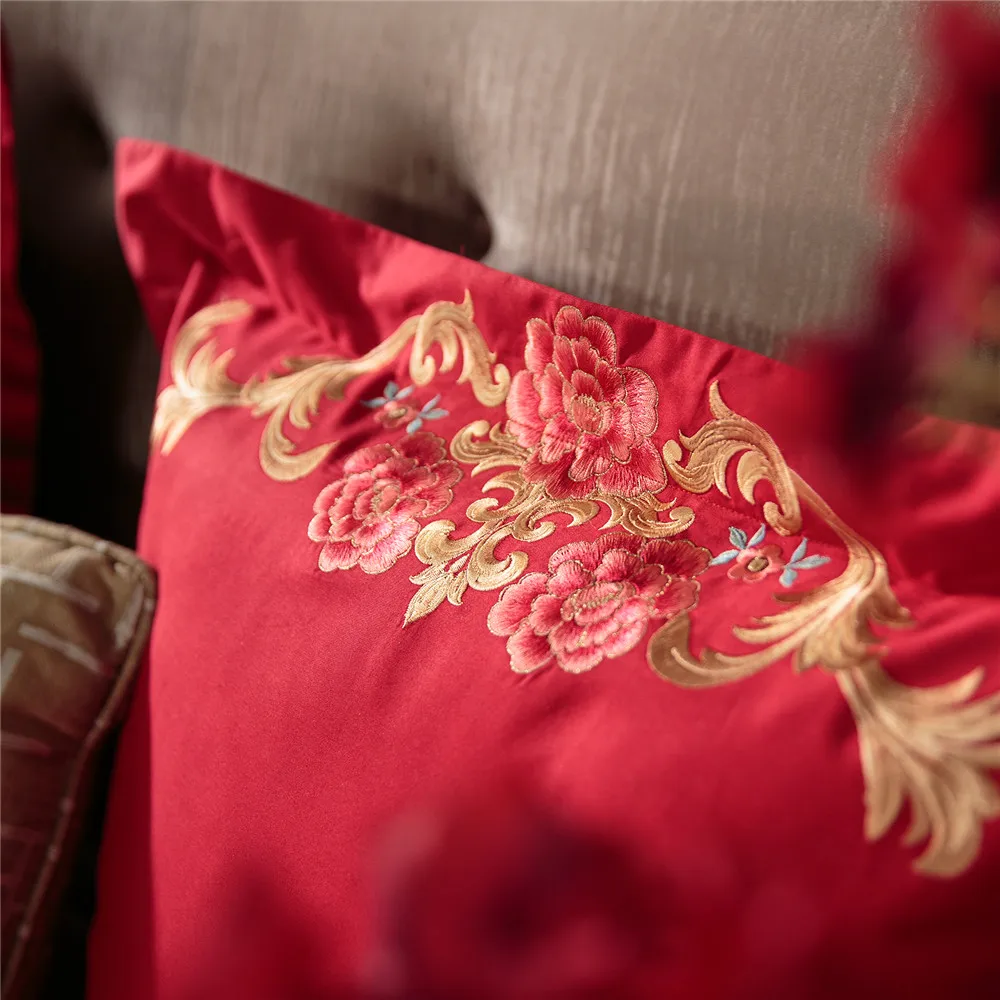 Хлопковые китайские свадебные красные постельные принадлежности азиатские с