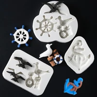 rudderanchorseagull fondant cake silicone mold chocolate candy molds cookies pastry biscuits mould diy cake decoration tools