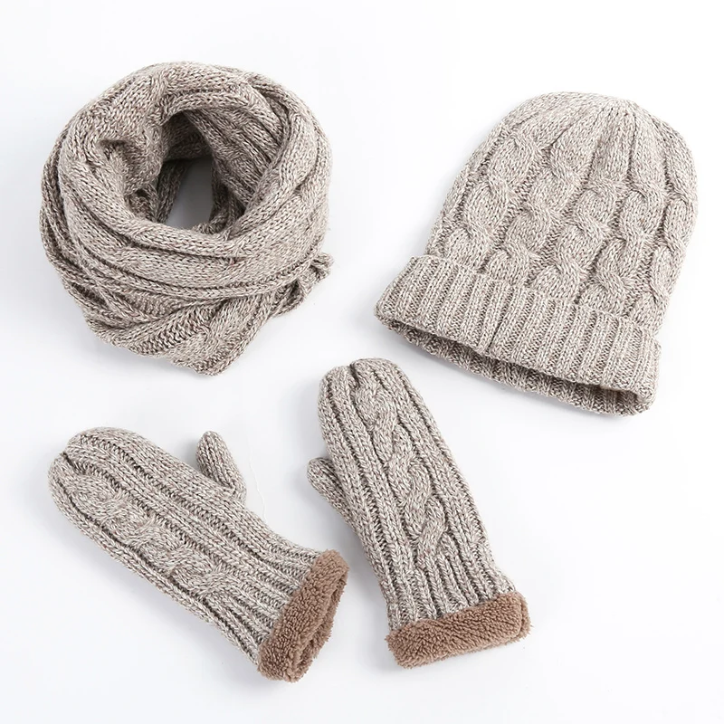 New Arrival High Quality Fashion Winter Women Thickening Knited Scarf Hat Set |