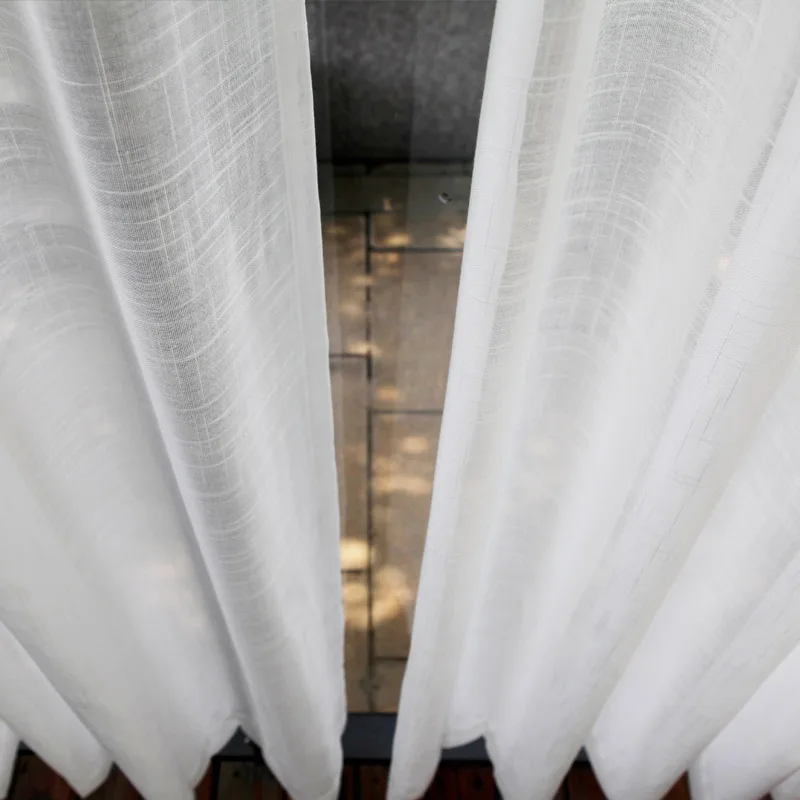 Однотонные белые тюлевые занавески для гостиной Современная вуаль ткань