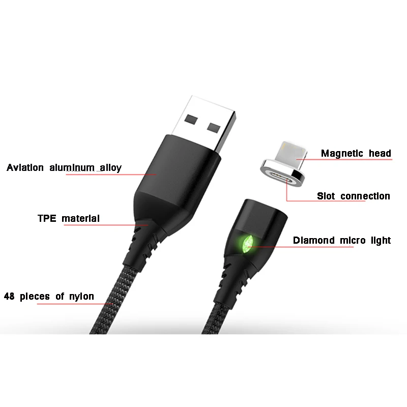 3 в 1 Магнитный зарядный кабель адаптер USB Type C телефонные кабели для iPhone Samsung Type-c
