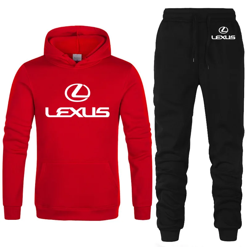 Толстовка с капюшоном для мужчин, чехол с логотипом Lexus, толстовка унисекс с принтом, модная мужская толстовка с капюшоном в стиле хип-хоп harajuku, повседневный флисовый костюм из 2 предметов