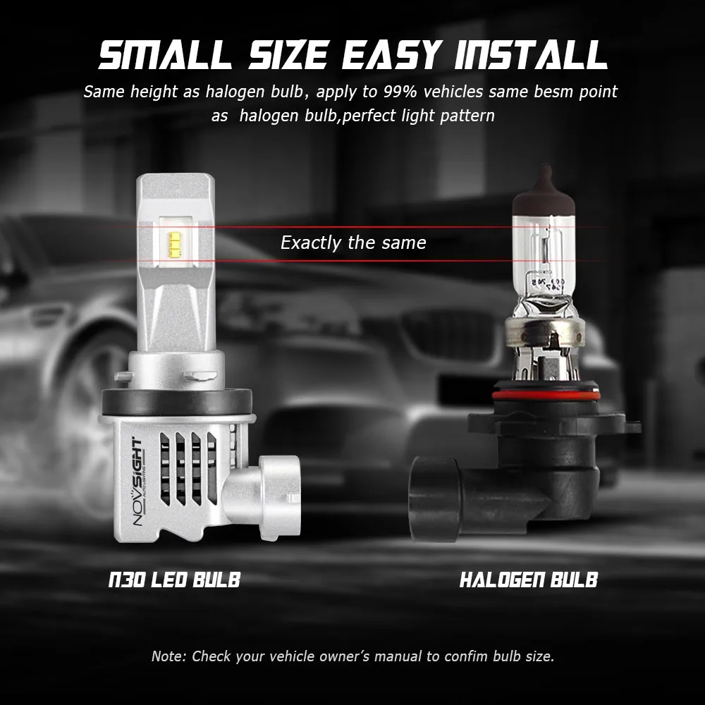 NOVSIGHT 2 шт. автомобильные стильные Светодиодные Автомобильные фары H4 H7 H8 H9 H11 9005 9006