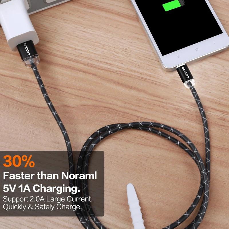 Lenovo 5 шт./лот 1 м кабеля Micro USB светодиодный световой Быстрая зарядка кабель для samsung