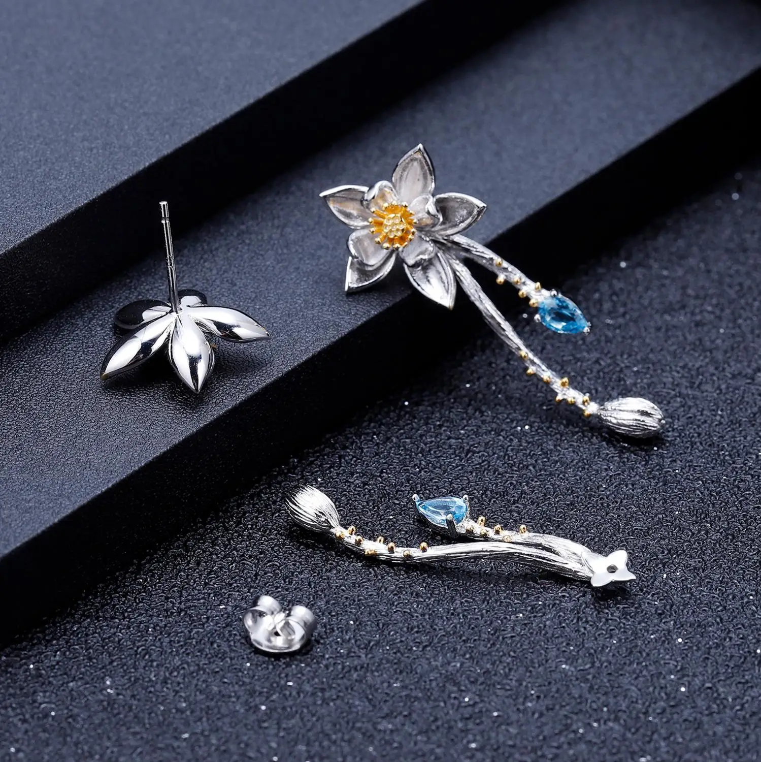 Женские серьги с цветком сливы GEM'S BALLET серьги-подвески из серебра 925 пробы