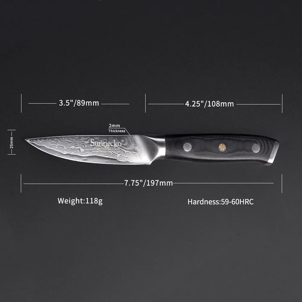 SUNNECKO 3 шт. набор кухонных ножей Santoku нож для очистки овощей японский Дамаск VG10