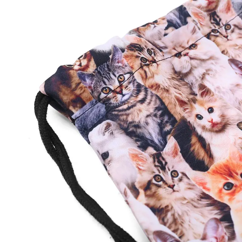 Рюкзак на шнурке с 3D принтом милый рюкзак кошками сумка плечо для