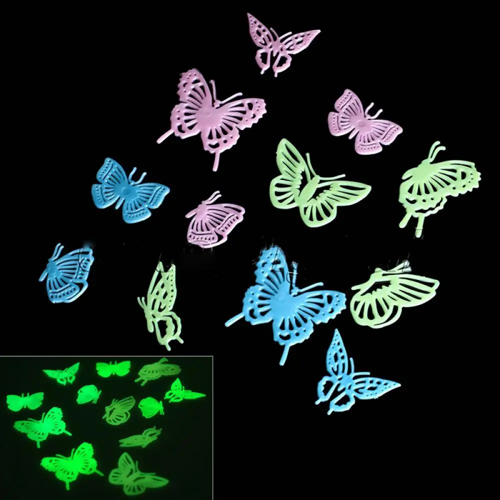 12 шт. светящиеся наклейки на стену в виде бабочек|Наклейки стену| |