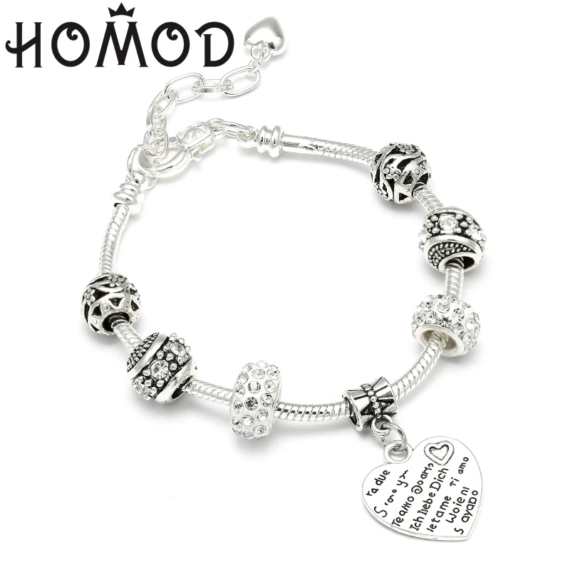 Женский браслет HOMOD в европейском стиле винтажная цепочка виде змеи подвеска