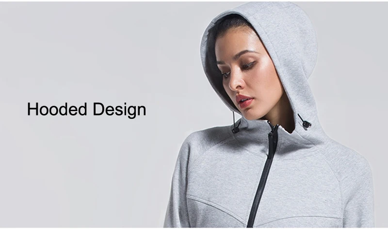 LANTECH Для женщин бег свитер с капюшоном куртка Slim Fit Спорт Йога карман на молнии Спортивная Фитнес Толстовка для упражнений в тренажерном зале Одежда Топы