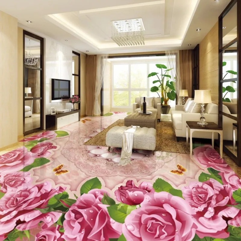 Бесплатная доставка 3D Стерео Пользовательские Розовые розы мраморный стиль